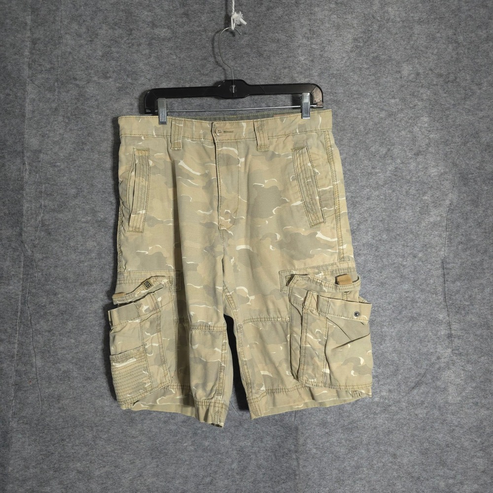 Levi Strauss Signature Cargo Shorts Mens 30 Khaki Camo Utility Pockets Workwear